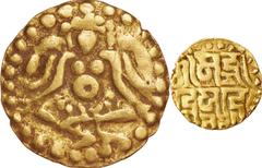 India. Gold. 1015-1041. Stater. VF. India Kalachuris of Tripuri Gangeya Deva Gold Stater. 4.10g.