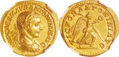 Roman Empire. Gold. AD218-222. Aureus. AU. NGC Ch AU Strike:5/5 Surface:4/5. Roman Empire Elagabalus Gold Aureus. 6.36g.