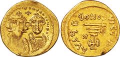 Ancient Coin Ancient. NGC AU Strike: 3/5; Surface: 3/5 scuffs. VF. Gold. ソリドゥス(Solidus). Byzantine Empire Heraclius & Heraclius Constantine Gold Solidus. 4.39g. approx20.00mm