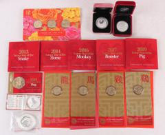 COLLECTIONS & MIXED LOTS AUSTRALIA Lunar coins: 50c Tetra-Decagon Series, 2013 Snake, 14 Horse, 16 Monkey, 17 Rooster, 19 Pig, 2018 Dog gold plated Berlin. $1 2012 Dragon, 14 Horse, 16 Monkey, 17 Roos