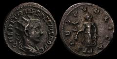 ANCIENT COINS ROMAN COINS Herennius Etruscus 249-251AD AR Antoninianus (3.52g) Rome mint. Radiate & draped bust right, rev Spes advancing left holding flower & lifting skirt. Toned VF. S-9526. (P)