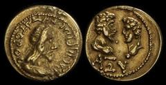 ANCIENT COINS GREEK Kings of Bosporus Eupator c154-172AD Electrum Stater. Diademed & draped bust right rev. Busts of Marcus Aurelius & Lucius Verus facing ea other, pellet between Yr 461 below. VF cf 