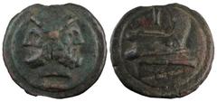 ANCIENT COINS ROMAN Roman Republic & Imperial Anonymous 240-225 BC Aes Grave As Rome mint. Bearded head of Janus, horizontal 1 below, rev prow of galley right, 1 above (265g) 66mm Vecchi-51 S-570 gree