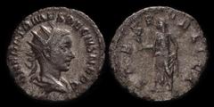 ANCIENT COINS ROMAN Herennius Etruscus 250-51AD AR Antoninianus (2.91g) early summer 251AD, Rome. Radiate & draped bust right, rev Spes standing left holding flower & lifting skirt. VF/F. S-9526 (P)
