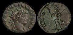 ANCIENT COINS ROMAN Quintillus 270AD Billon Antoninianus (2.84g) Milan mint. Radiate, draped & cuirassed bust right, rev Mars standing left holding olive branch in right hand & transverse spear in lef
