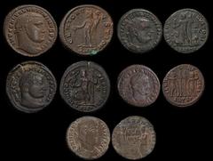 ANCIENT COINS ROMAN Maximinus II 310-313AD Billon Follis (6.95g). Nicomedia 310-11AD. Laureate head right, rev Genius holding patera & cornicopiae. Licinius 308-324AD Billon Follis (3.73g) Alexandria 