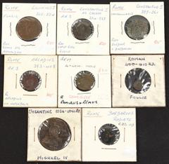 ANCIENT COINS ROMAN Licinius 308-324AD Billon Follis Alexandria 308-10AD. Laureate head right, rev Genius standing left holding patera & cornicopiae. aEF. S-15179. Others all described in 2x2s. Consta