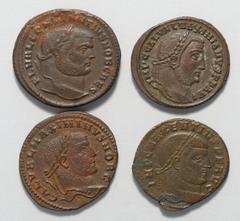 ANCIENT COINS Constantius I 305-306AD Billon Follis (10.4g) Antioch. Laureate head right, rev Genius standing left holding patera & cornucopiae. Galerius Maximian 305-311AD Billon Follis (6.55g) Alexa