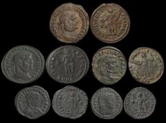 ANCIENT COINS Constantius I 305-306AD Billon Follis (8.92g) Alexandria 300-01AD. Laureate head right, rev Genius standing left holding patera & cornicopiae. Galerius Maximian 305-311AD Billon Follis (