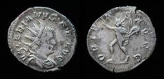 Roman Imperial Valerian I (253-260), Antoninianus, issued 257-8. Cologne, 3.16g, 22mm. Obv: VALERIANVS•P•F•AVG; Radiate, draped and cuirassed bust right. Rev: ORIENS AVGG; Sol advancing left, raising 