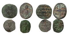 Pick-bin: Roman & Byzantine Byzantine lot, four anonymous (or quasi-anonymous) folles, including: • Basil II "Bulgaroktonos" & Constantine VIII AE Class A2 Anonymous Follis, 976-1025 AD Constantinople