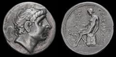 Hellenistic Kingdoms SELEUKID KINGDOM: Antiochos II Theos (261-246 BCE), AR tetradrachm. Seleukeia on Tigris, 16.72g, 30mm. Obv: Diademed head of Antiochos I right ΒΑΣΙΛΕΩΣ ΑΝΤΙΟΧΟΥ, Apollo seated to 