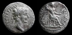 Roman Imperial Tiberius (14-37) AR denarius. Lugdunum, 3.48g, 18mm. Obv: TI CAESAR DIVI AVG F AVGVSTVS, laureate bust right Rev: PONTIF MAXIM, Livia (as Pax) seated right on throne with ornate legs, h