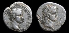 Roman Imperial Gaius ‘Caligula’ (37-41) with Divus Augustus, AR Denarius, issued 37 (first emission). Lugdunum, 3.26g, 17.5mm. Obv: C CAESAR AVG GERM P M TR POT; Bare head of Gaius (Caligula) right Re