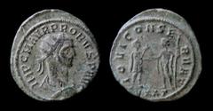 Roman Imperial Probus (276-282), antoninianus, 2nd emission 276. Ticinum, 3.23g, 23mm. Obv: IMP C M AVR PROBVS P AVG. Radiate, draped, and cuirassed bust r., seen from the back. Rev: IOVI CONSERVAT ,/