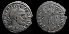 Roman Imperial Licinius I (308-324) AE follis, issued 315-16. Rome, 3.00g, 20mm. Obv: IMP LICINIVS P F AVG; Laureate and cuirassed bust right. Rev: SOLI INVICTO COMITI / RP. Sol standing left, raising