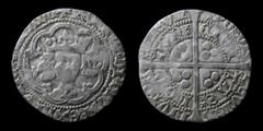 Medieval Europe ENGLAND: Henry V (1413-1422) AR Groat. Class C, London (Tower) mint, 3.78g, 24.5mm. Obv: Crowned facing bust within tressure of arches; mullet on right shoulder. Rev: Long cross pattée