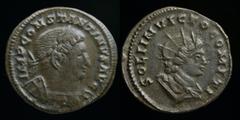 Roman Imperial Constantine I ‘The Great’ (307-337), AE follis, issued 310-313. Trier, 3.91g, 23mm. Obv: IMP CONSTANTINVS AVG; laureate & cuirassed bust right Rev: SOLI INVICTO COMITI; Bust of Sol, rad