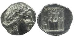 Greek Lycia, Olympos as member of the Lycian League AR Drachm. Circa 167-100 BC Laureate head of Apollo right, with bow and quiver over shoulder Lyre in shallow incuse square,torch to lower left, 2,39
