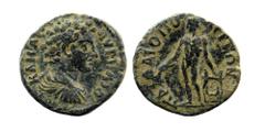 Roman Provincial LYCIA. Palaeopolis. Marcus Aurelius (161-180) AE Obv: ΑVΡΗΛΙΟϹ ΚΑΙϹΑΡ / bare-headed bust of Marcus Aurelius right Rev: ΠΑΛΑΙΟΠΟΛƐΙΤΩΝ / nude Apollo standing, facing, head,left , havin