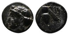 Greek Coins Ionia, Ephesos. Ae (c.375-325 BC). Female head (Artemis?) left, wearing stephane. / E - Φ, Bee .(9mm-1.04g). SNG von Aulock 1839; SNG Copenhagen 256; BMC 68.