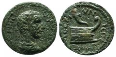 Roman Provincial Coins Thrace, Coela. Philip I Arabs 244-249 AD. Æ (19mm-3,37g). IVL PHILI - PPVS AVG. Laureate, draped and cuirassed bust right. / AEL M - VN - I CO - ELA. Galley-prow to right, cornu