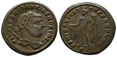 Roman Imperial Coins Constantius I Chlorus, 293-306 AD. Æ (26mm-8,80g). Cyzicus mint, 297-9 AD. FL VAL CONSTANTIVS NOB CAES. Laureate cuirassed bust. / GENIO AVGG ET CAESARVM NN, Genius standing left,