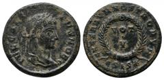 Roman Imperial Coins Crispus 317-326 AD. Æ (18mm-3,18g). Siscia mint, struck 320-321 AD. IVL CRISPVS NOB C, laureate, draped and cuirassed bust right / CAESARVM NOSTRORVM around VOT V within wreath; Γ