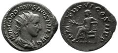 Roman Imperial Coins Gordian III. 238-244 AD. AR Antoninianus (21mm-3,29g). Rome mint. Struck 242-3 AD. IMP GORDIANVS PIVS FEL AVG. Radiate, draped and cuirassed bust right, seen from behind. / P M T 