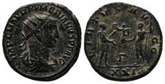 Roman Imperial Coins Numerian, AD 283-284. Antoninianus (19mm-4.09g). Cyzicus. IMP C M AVR NVMERIANVS P F AVG, radiate and cuirassed bust right / VIRTVS AVGGG, Numerian standing right, holding sceptre
