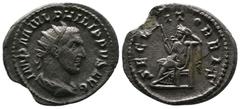 Roman Imperial Coins Philip I Arabs. 244-249 AD. AR Antoninianus (22mm-3,11g). Rome mint. Struck 244-247 AD. IMP M IVL PHILIPPVS AVG. Radiate, draped and cuirassed bust right / SECVRIT ORBIS. Securita
