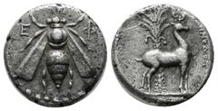 Greek Coins Ionia, Ephesos. Circa 202-133 BC. AR Drachm (15mm, 3.94g). Bee / Stag standing right, date palm behind; IHNOΔOTO[Σ] (magistrate). BMC Ionia -; SNG Copenhagen 291.
