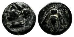 Greek Coins Ionia, Ephesos. Circa. 288-281 BC. AE (10mm, 1.61g). Veiled head of Arsinoe left. / E-Φ. Bee with straight wings. SNG Cop 256; SNG von Aulock 1839.