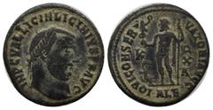 Roman Imperial Coins Licinius I. AD 308-324. AE (21mm, 3.26g). Alexandria, AD 315/6. IMP C VAL LICIN LICINIVS P F AVG, laureate head of Licinius I right / IOVI CONSER-VATORI AVGG, Jupiter standing fac