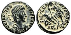 Roman Imperial Coins Constantius II AD.337-361. Æ Centenionalis (15mm, 2.22g). Alexandria mint, 5th officina. DN CONSTANTIVS PF AVG. Pearl-diademed, draped and cuirassed bust of Constantius to right. 