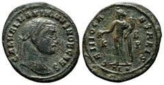 Roman Imperial Coins Maximinus II Daia (as Caesar) AD.305-309. Æ Follis (25mm, 5.25g). Alexandria mint, 2nd officina. GAL VAL MAXIMINVS NOB CAES. Laureate head right. / GENIO CA-ESARIS. Genius standin