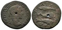 Roman Provincial Coins Thrace, Anchialos. Maximinus Thrax, AD.235-238. AE (23mm, 7.30g). AVT MAΞIMEINOC EVCEBΗC AVΓ. Laureate bust right. / AΓX-I-A-Λ-EΩ-N. Dolphin right; two tinny-fishes to left and 