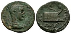 Roman Provincial Coins Thrace, Coela. Philip I Arabs 244-249 AD. AE (18mm, 4.67g). IVL PHILI - PPVS AVG. Laureate, draped and cuirassed bust right. / AEL M - VN - I CO - ELA. Galley-prow to right, cor