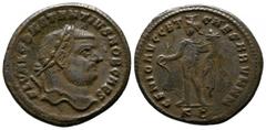 Roman Imperial Coins Constantius I Chlorus, 293-306 AD. Æ (26mm-8,80g). Cyzicus mint, 297-9 AD. FL VAL CONSTANTIVS NOB CAES. Laureate cuirassed bust. / GENIO AVGG ET CAESARVM NN, Genius standing left,