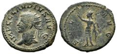 Roman Imperial Coins Claudius II Gothicus. AD. 268-270. AE Antoninianus (19mm, 3.29g). Antioch mint. IMP C CLAVDIVS AVG, radiate head left / SOL AVG, Sol standing left, raising right hand, left hand h
