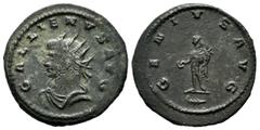 Roman Imperial Coins Gallienus, AD.253-268. Bl. Antoninianus (21mm, 3.62g). Antiochia mint. GALLIENVS AVG, Radiate head of Gallienus to left. / GENIVS AVG, Genius standing left, holding cornucopia and