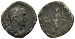 Roman Imperial Coins Trebonianus Gallus, AD.251-253. AE Sestertius (27mm , 14.58g). Rome. IMP CAES C VIBIVS TREBONIANVS GALLVS AVG. Laureate, draped and cuirassed bust right. / LIBERTAS AVGG / S - C. 