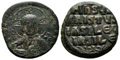 Byzantine Coins Anonymous Class A2. Attributed to Basil II and Constantine VIII, 970-1092 AD. AE Follis (25mm, 7.07g).Constantinople mint, struck circa AD.976-1030/1035. + ЄMMA NOVHΛ / IC - XC. Bust o