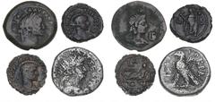 Ancient coins Ancient coins Rome - Collections Roman Empire, Egypt, Alexandria, Nero, 54-68, Tetradrachm, BMC 165, Galba, 68-69, Obol, Dattari 320 and 2 tetradrachms from Carinus and Diocletian. (4)