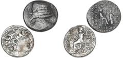 Ancient coins Greece The Hellenistic Monarchies Seleucid Kingdom Ancient Greece, Seleukid Kingdom, Philip I Philadelphos, 93-83 BC. Tetradrachm, SC 2459, 12,62 g; Kings of Parthia, Phraates IV, 38-2 B
