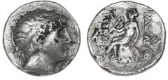 Ancient coins Greece The Hellenistic Monarchies Seleucid Kingdom Ancients Greece, Seleukid Kingdom, Antiochos I Soter, 281-261 BC, Tetradrachm, Uncertain mint, BAΣIΛEΩΣ ANTIOXOY, monongram on left and