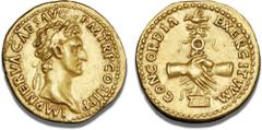 The J.E. Berthelsen Collection of Ancient Coins Ancient coins Roman Empire Marcus Cocceius Nerva, 96 – 98 AD, Aureus, Rome, 96 AD, Calicó 957, RIC 3, C 24, 7.54 g. Obverse: IMP NERVA CAES. AVG. P. M. 