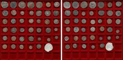 Ancient coins Rome - Collections Roman Empire, coll. of late Roman bronze coins from, among others Diocletian, Maximian, Constantius, Magnentius, as well as Sasanids, Khusro II, Drachm, in total 41 pc