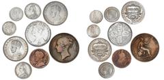 World coins England England - Collections England and English territories, collection incl. Australia, Florin 1927 (2); England, Fourpence 1842, 1846; Sixpence 1887 (2); Florin 1884, 1920; Halfcrown 1