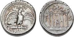 Coins, Medals & Banknotes Ancient coins Roman Republic Petillius Capitolinus, 41 BC, Denarius, Rome, Cr. 487/2b, Syd. 1152, Petillia 4, Hill Monuments 28, 3.84 g - nicely centered with traces of lustr